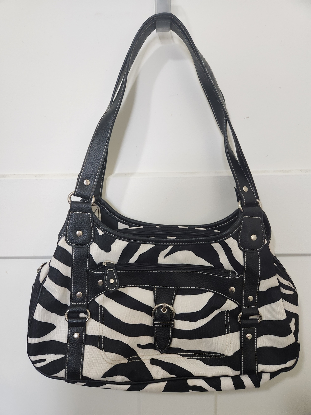 Zebra Print Black and White Shoulder Bag